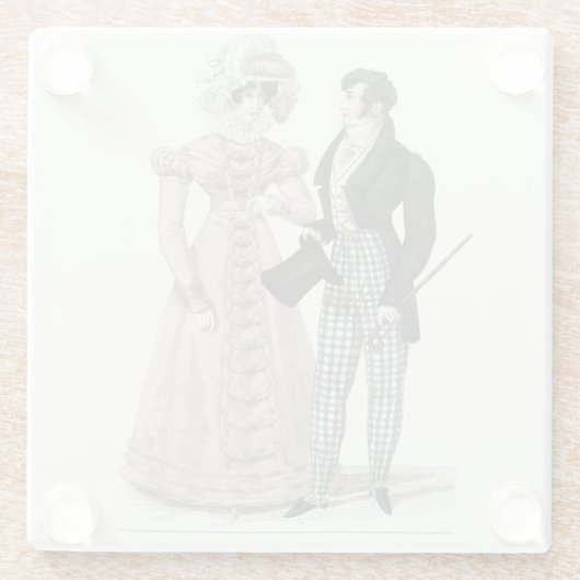 1823アンティーク結婚の女性ファッション ガラスコースター (裏面)