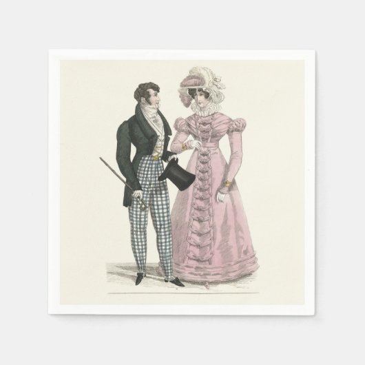 1823アンティーク結婚の女性ファッション スタンダードカクテルナプキン (正面)