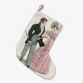 1823アンティーク結婚の女性ファッション スモールクリスマスストッキング (正面 (吊り時))