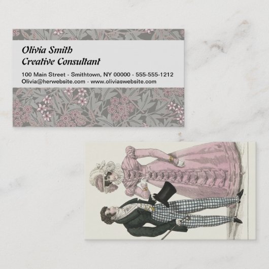 1823アンティーク結婚の女性ファッション 名刺 (正面/裏面)