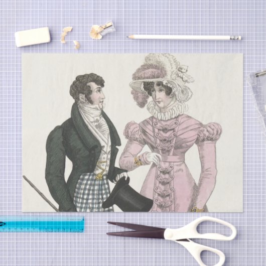 1823アンティーク結婚の女性ファッション 薄葉紙 (クラフト)