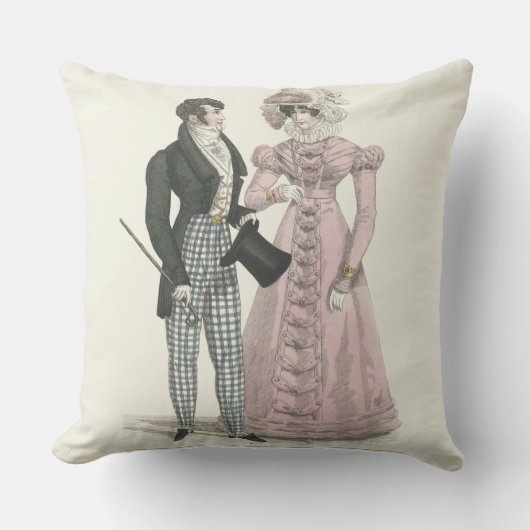 1823年のアンティークウェディングマンとウーマンファッション アウトドアクッション (正面)