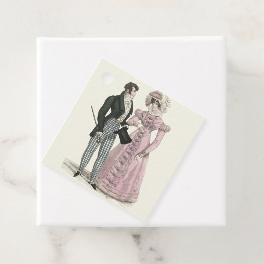 1823年のアンティークウェディングマンとウーマンファッション フェイバータグ (インサイチュ)