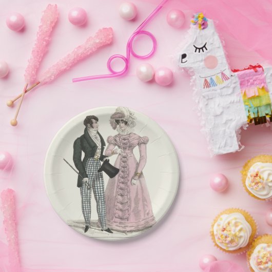 1823年のアンティークウェディングマンとウーマンファッション ペーパープレート (パーティー)