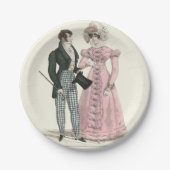 1823年のアンティークウェディングマンとウーマンファッション ペーパープレート (正面)