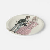 1823年のアンティークウェディングマンとウーマンファッション ペーパープレート (アングル)