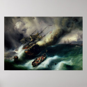 1825年の「ケント」の燃焼の勉強 ポスター