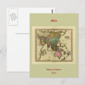 1825年ヘンリー・タナーによるアジアの地図 ポストカード (正面/裏面)