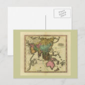 1825年ヘンリー・タナーによるアジアの地図 ポストカード (正面/裏面)