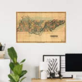 1826テネシーの地図 ポスター (ホームオフィス)