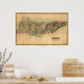 1826テネシーの地図 ポスター (キッチン)