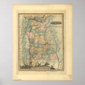 1826 Map of Alabama ポスター (正面)