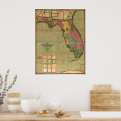 1829フロリダの地図 ポスター (キッチン)