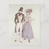 1830年の男性と女性のファッション ポストカード (正面)