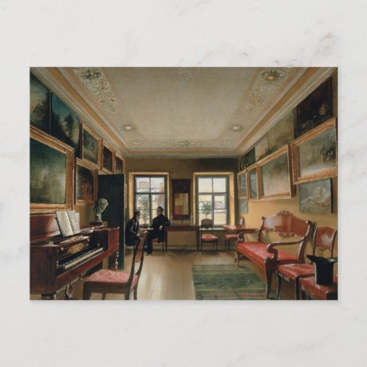 1830年代の邸宅内部 ポストカード (正面)