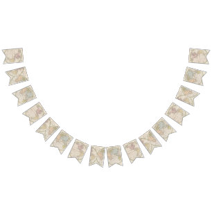 1831 アンティーク世界地図 旅行 テーマ バンティングフラッグ