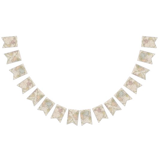 1831 アンティーク世界地図 旅行 テーマ バンティングフラッグ (全)