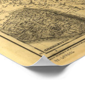 1833サウスカロライナの鉄道と船舶のルートの地図 ポスター (角)