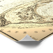 1833年コラ岬の地形図 ポスター (角)