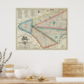 1834年の消防隊のマップ – FDNYヴィンテージポスター ポスター (キッチン)