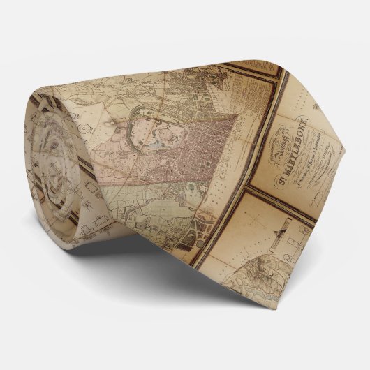 1834年の聖マリレボーン特別区の地図（ロンドン） ネクタイ (ロール)