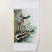 1834年マラード・ダック、アメリカの鳥から ビーチタオル (正面)