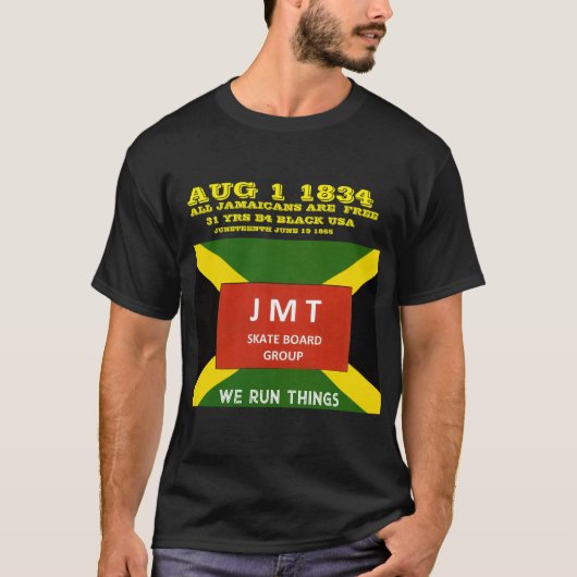 1834年8月1日。ジャマイカフリー基本ダークTシャツ Tシャツ (正面)