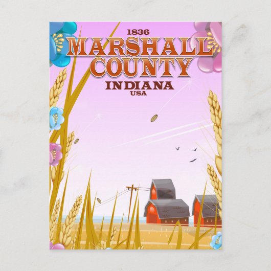 「1836年」マーシャル郡インディアナ州旅行ポスター ポストカード (正面)