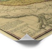 1837テキサス州の地図と隣接する州 ポスター (角)