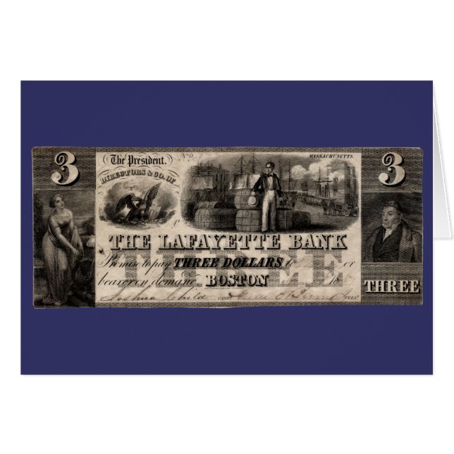 1837ラファイエット銀行3ドル札 (正面横)