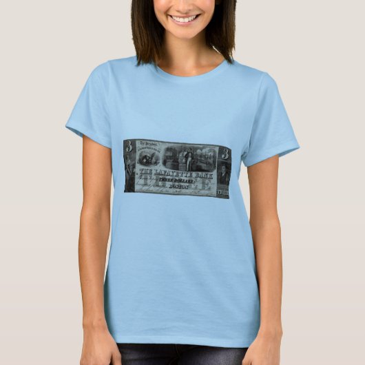 1837年のラファイエット銀行3ドルのノート Tシャツ (正面)