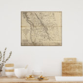 1838オレゴン州の地図Hudson Bay Fur Trade ポスター (キッチン)