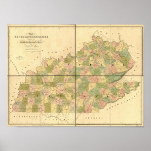 1839テネシー・ケンタッキー・レール・道路の地図 ポスター
