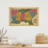 1839南部州の地図統一された ポスター (キッチン)
