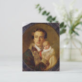 1840年のアレクサンドル・ヘルツェンと息子の肖像 ポストカード (スタンド正面)
