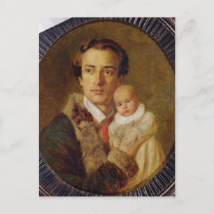 1840年のアレクサンドル・ヘルツェンと息子の肖像 ポストカード