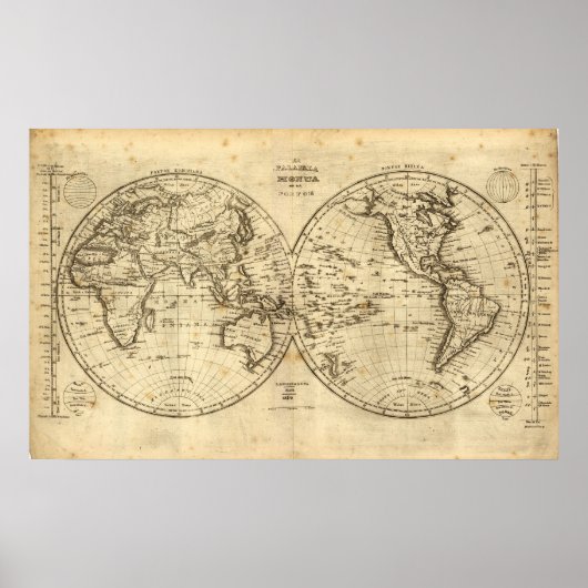 1840年世界地図 ポスター (正面)