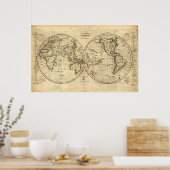 1840年世界地図 ポスター (キッチン)