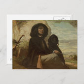 1842年の黒犬を持つクールベ ポストカード (正面/裏面)