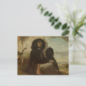 1842年の黒犬を持つクールベ ポストカード (スタンド正面)