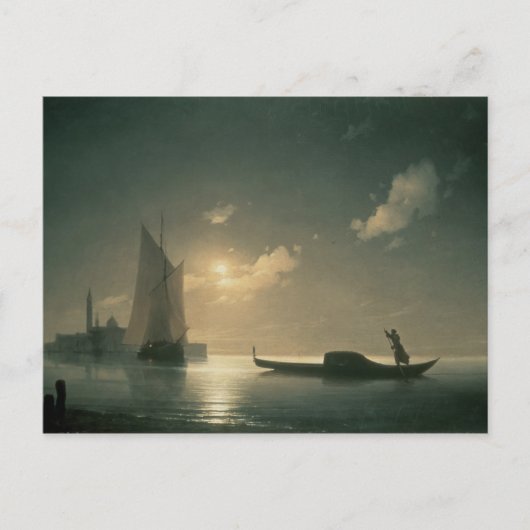 1843年の夜までに海のゴンドラ ポストカード (正面)