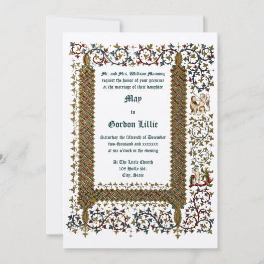 1843年ビクトリアン中世スタイル結婚時代 招待状 (正面)