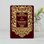 1844ビクトリアン年アールヌーボー華美縁ど年 箔招待状 (立ち正面)