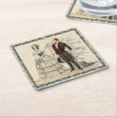 1844年のヴィクトリアン時代のウェディングアート スクエアペーパーコースター (アングル)