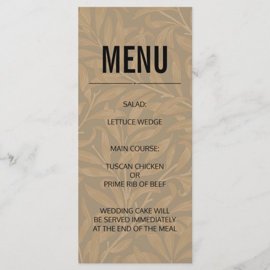 1844年のヴィクトリアン時代のウェディングアート メニュー (正面)