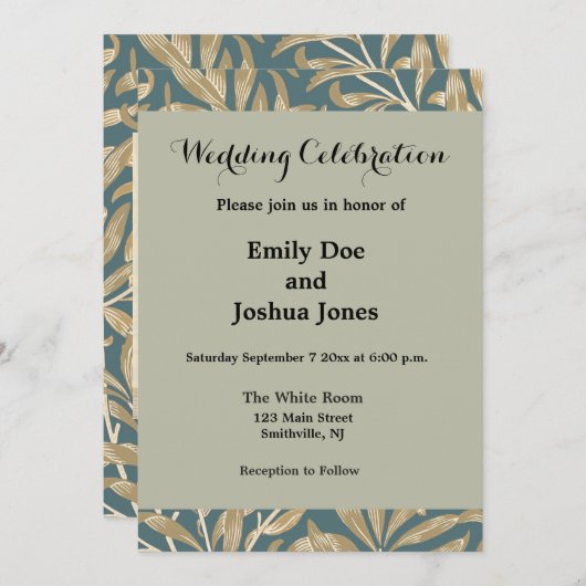 1844年のヴィクトリアン時代のウェディングアート 招待状 (正面/裏面)