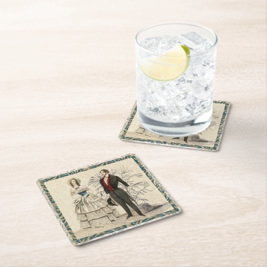 1844年のヴィクトリア時代のウェディングアート スクエアペーパーコースター (インサイチュ)