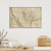 1844年テキサス州周辺国の地図 ポスター (キッチン)
