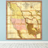 1846年テキサス州・オレゴン州の地図カリフォルニア州by A Mitchell キャンバスプリント (インサイチュ (ウッドフロア))