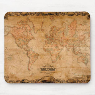 1847アンティーク世界地図マウスパッド マウスパッド